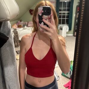 Red Shein Halter Crop Top